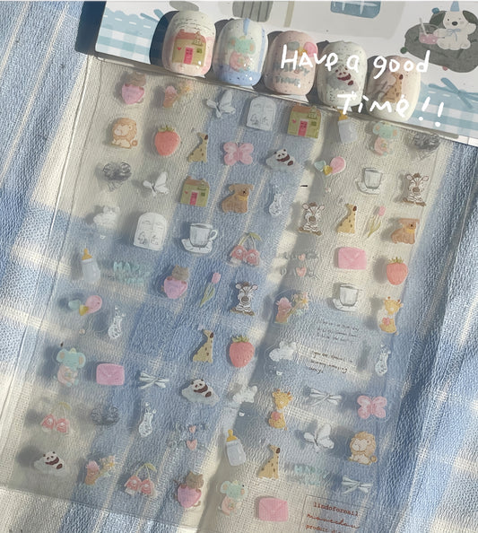 Sweet Cartoon Zoo Animals Series Nail Stickers