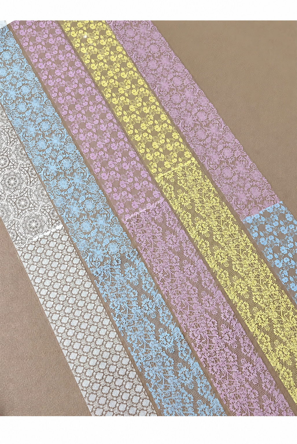 Macaron Lace Nail Art Transfer Foil – French Floral & Mesh Patterns