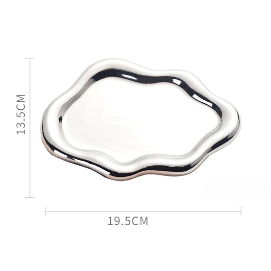 Luxury Electroplated Silver Ceramic Nail Art Display Tray