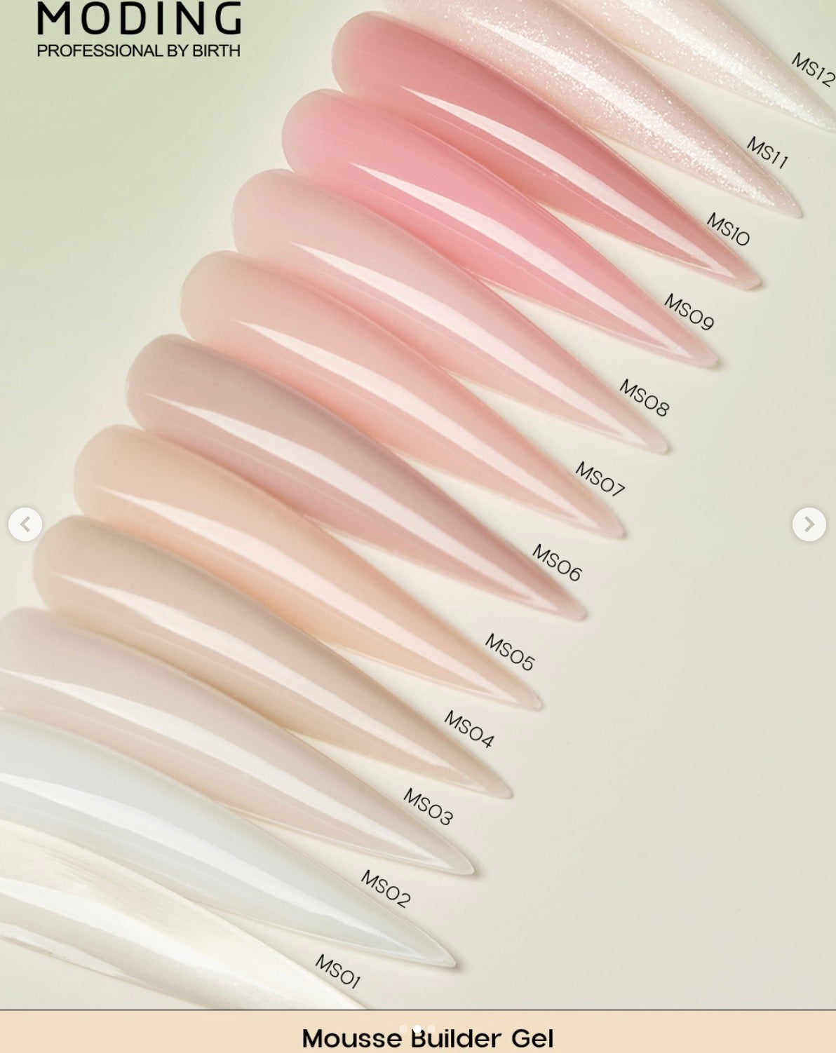 Moding Mousse High Hardness Colored Extension Gel Set - Clean Nude Series (12 Colors)