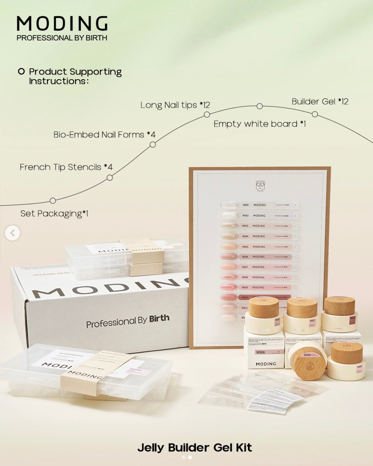 Moding Mousse High Hardness Colored Extension Gel Set - Clean Nude Series (12 Colors)