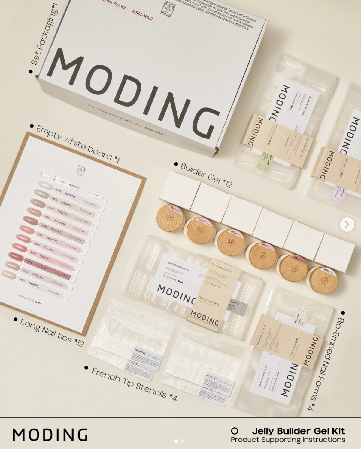 Moding Mousse High Hardness Colored Extension Gel Set - Clean Nude Series (12 Colors)