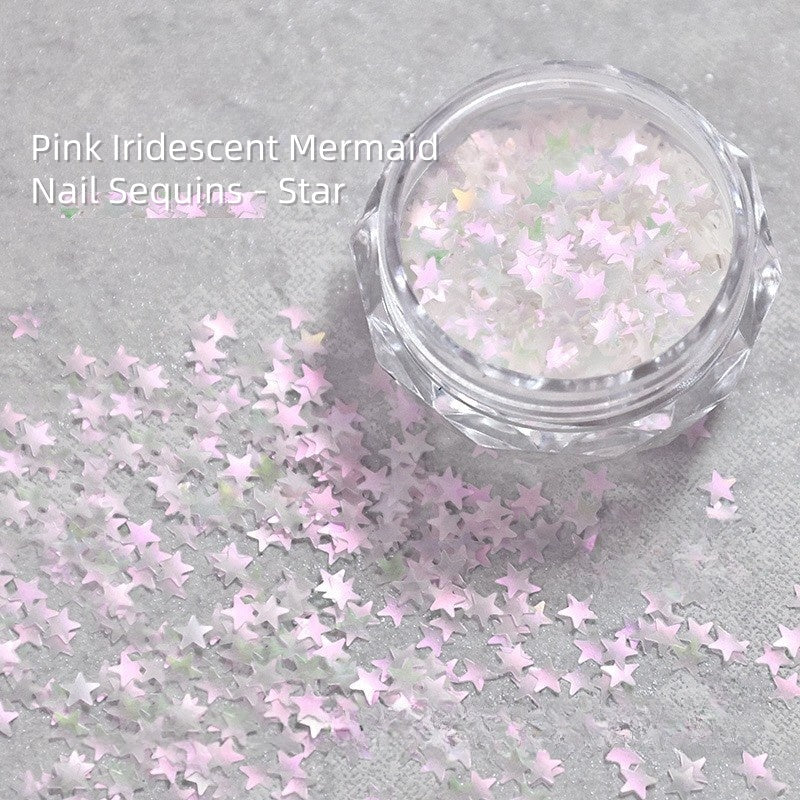 Pink Iridescent Mermaid Nail Sequins - Star