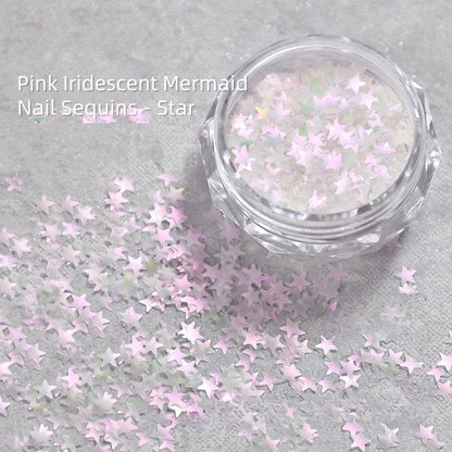 Pink Iridescent Mermaid Nail Sequins - Star
