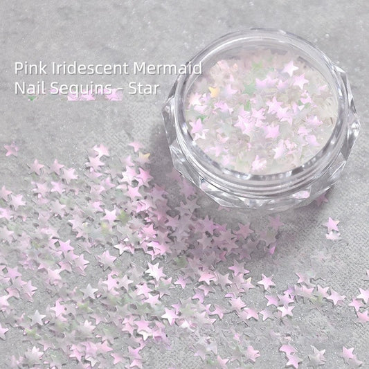 Pink Iridescent Mermaid Nail Sequins - Star