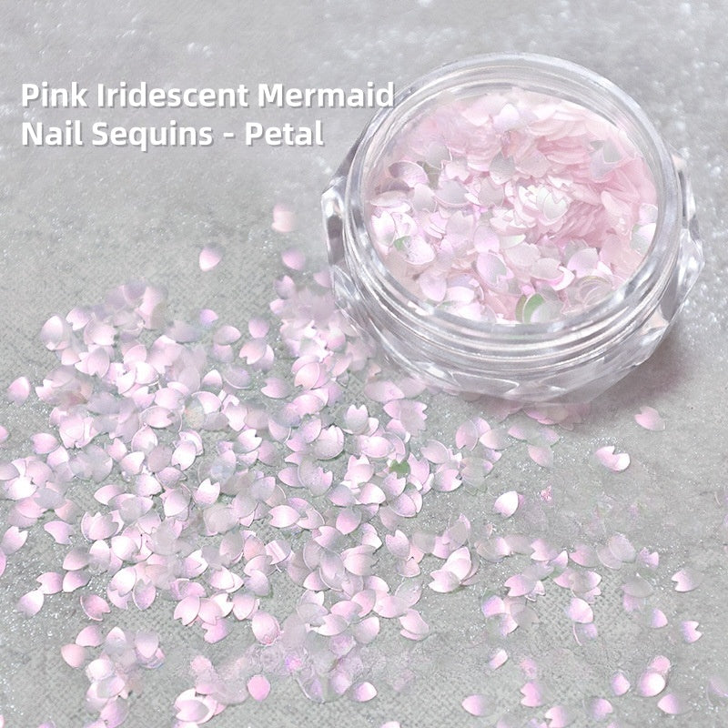 Pink Iridescent Mermaid Nail Sequins - Petal