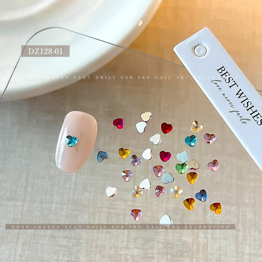 Mixed Colors Heart-Shaped Flatback Rhinestones 3mm
