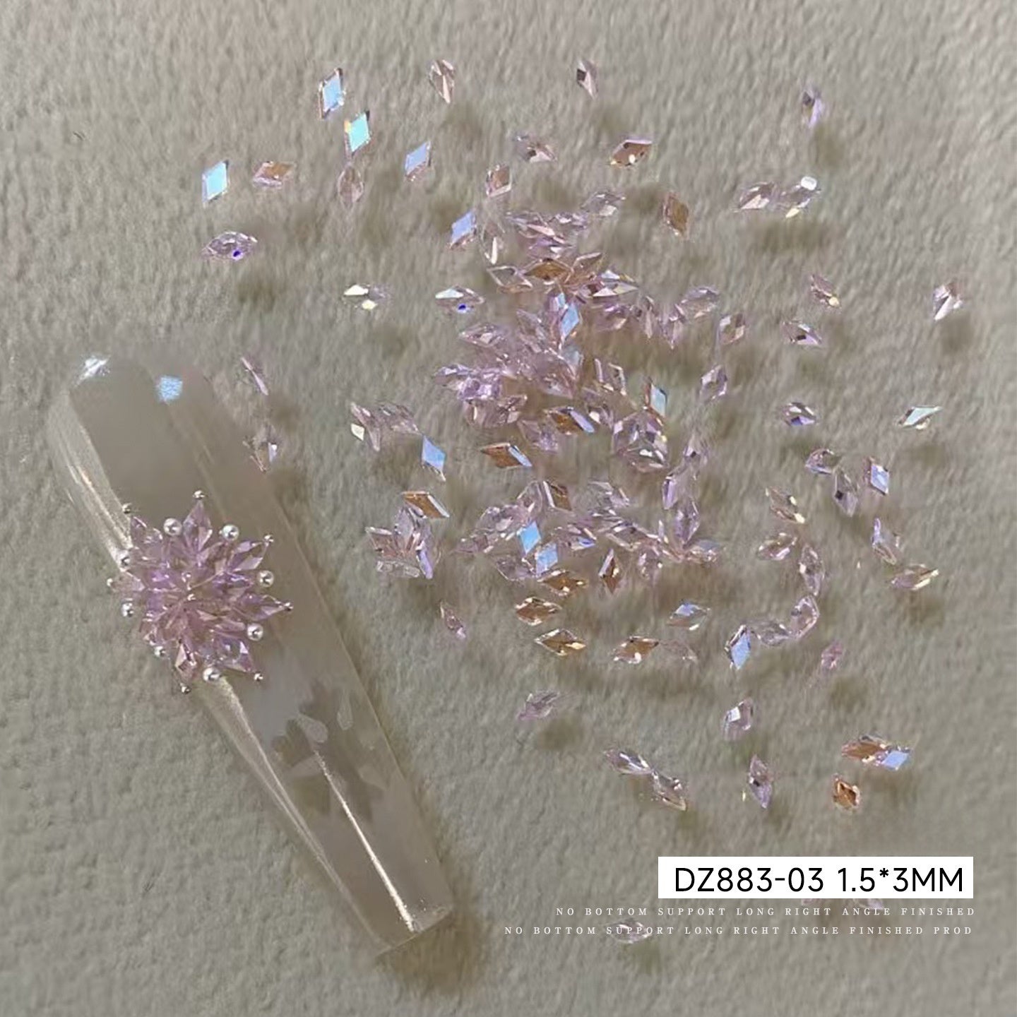 Diamond Shape Flatback Rhinestone 1.5×3mm - Iridescent Pink