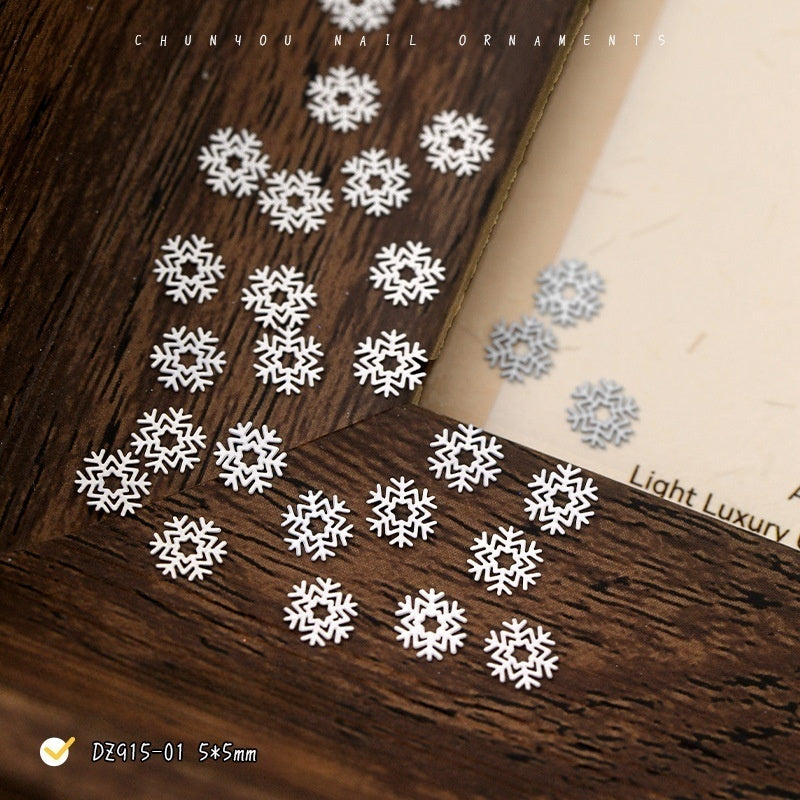 White Brass Snowflake Nail Charms