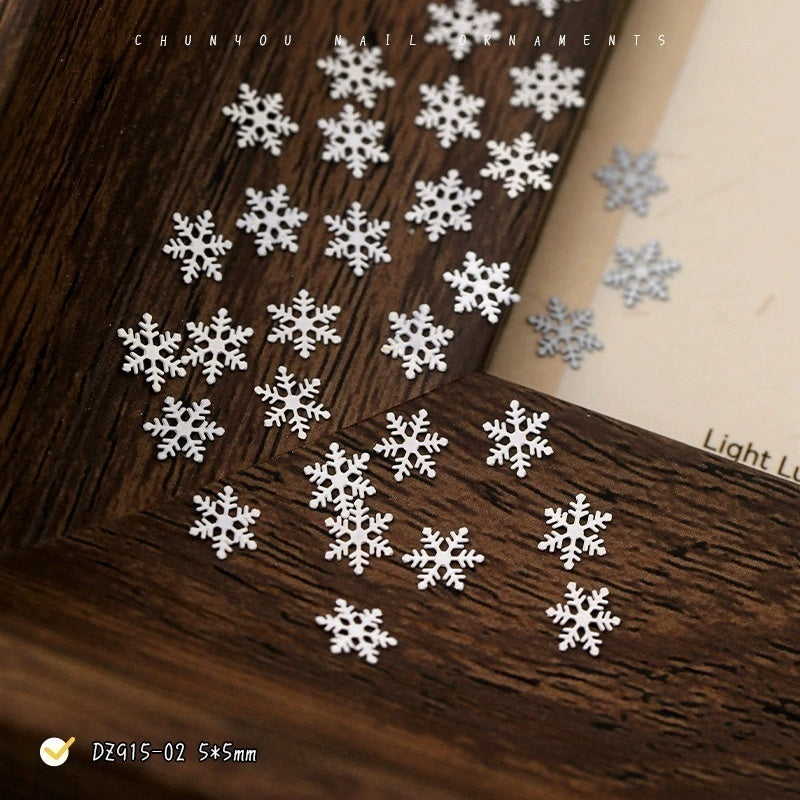 White Brass Snowflake Nail Charms