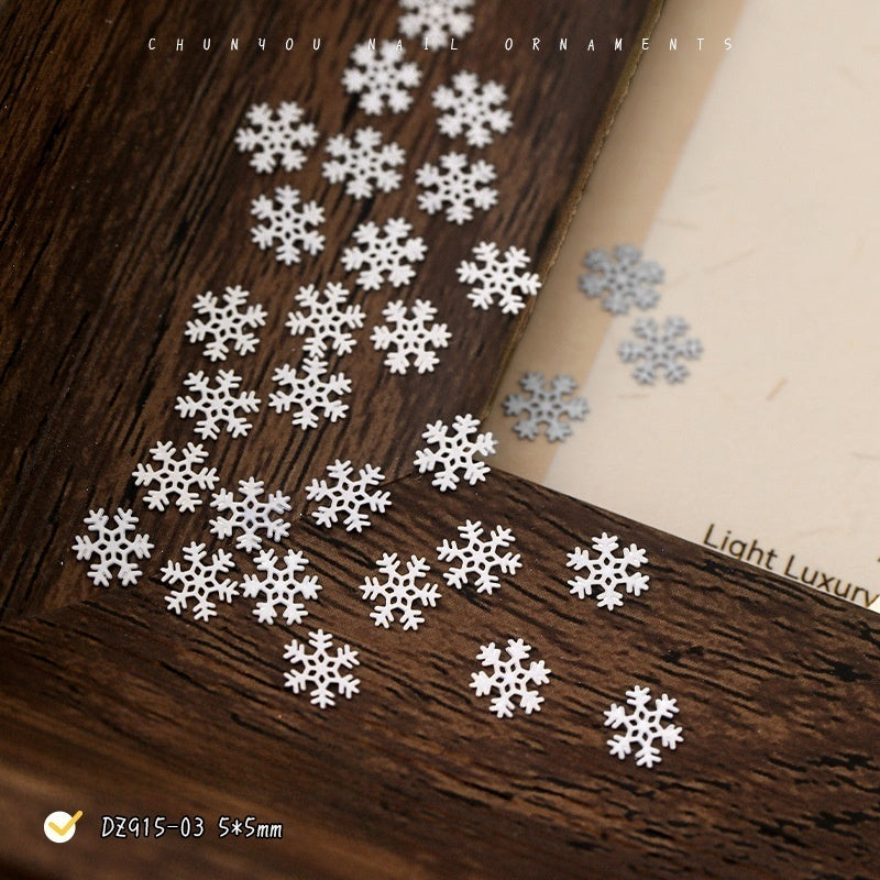 White Brass Snowflake Nail Charms