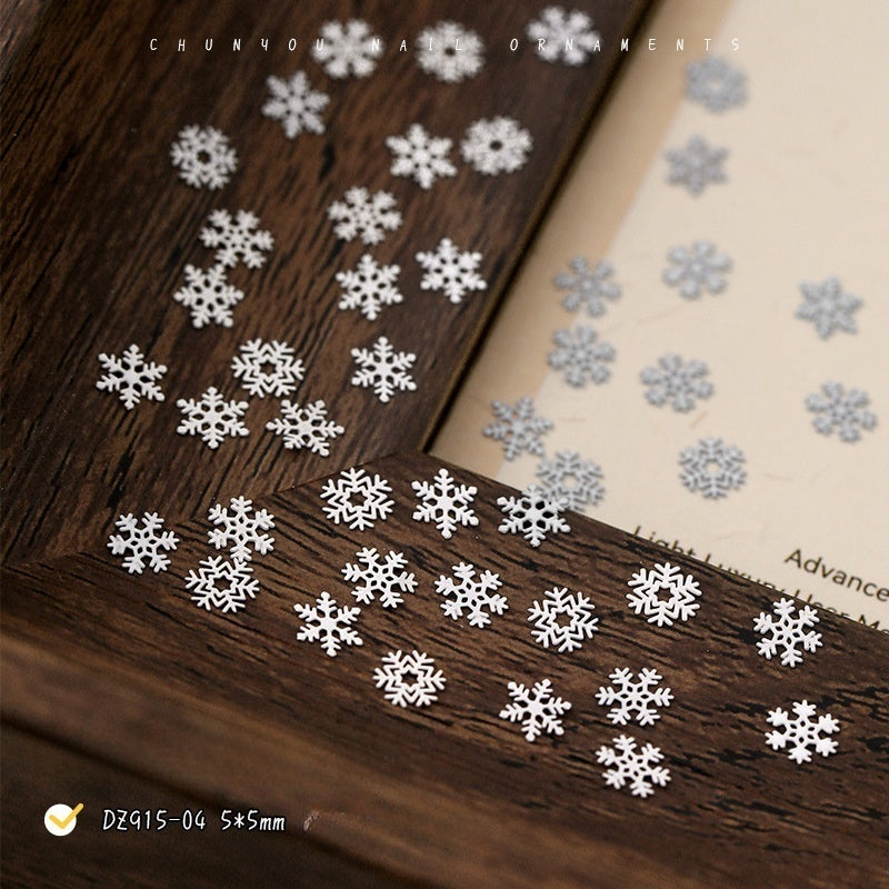 White Brass Snowflake Nail Charms