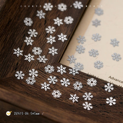 White Brass Snowflake Nail Charms