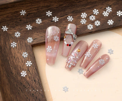 White Brass Snowflake Nail Charms