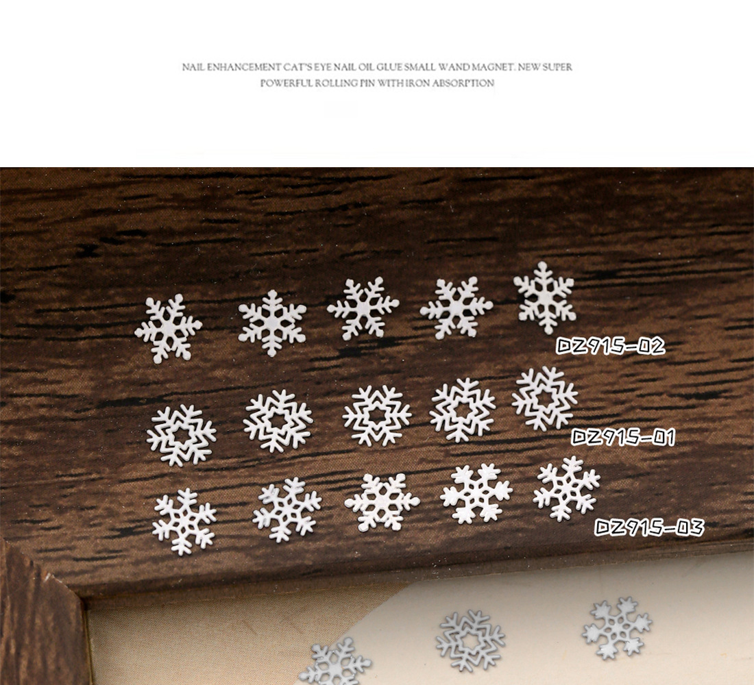 White Brass Snowflake Nail Charms