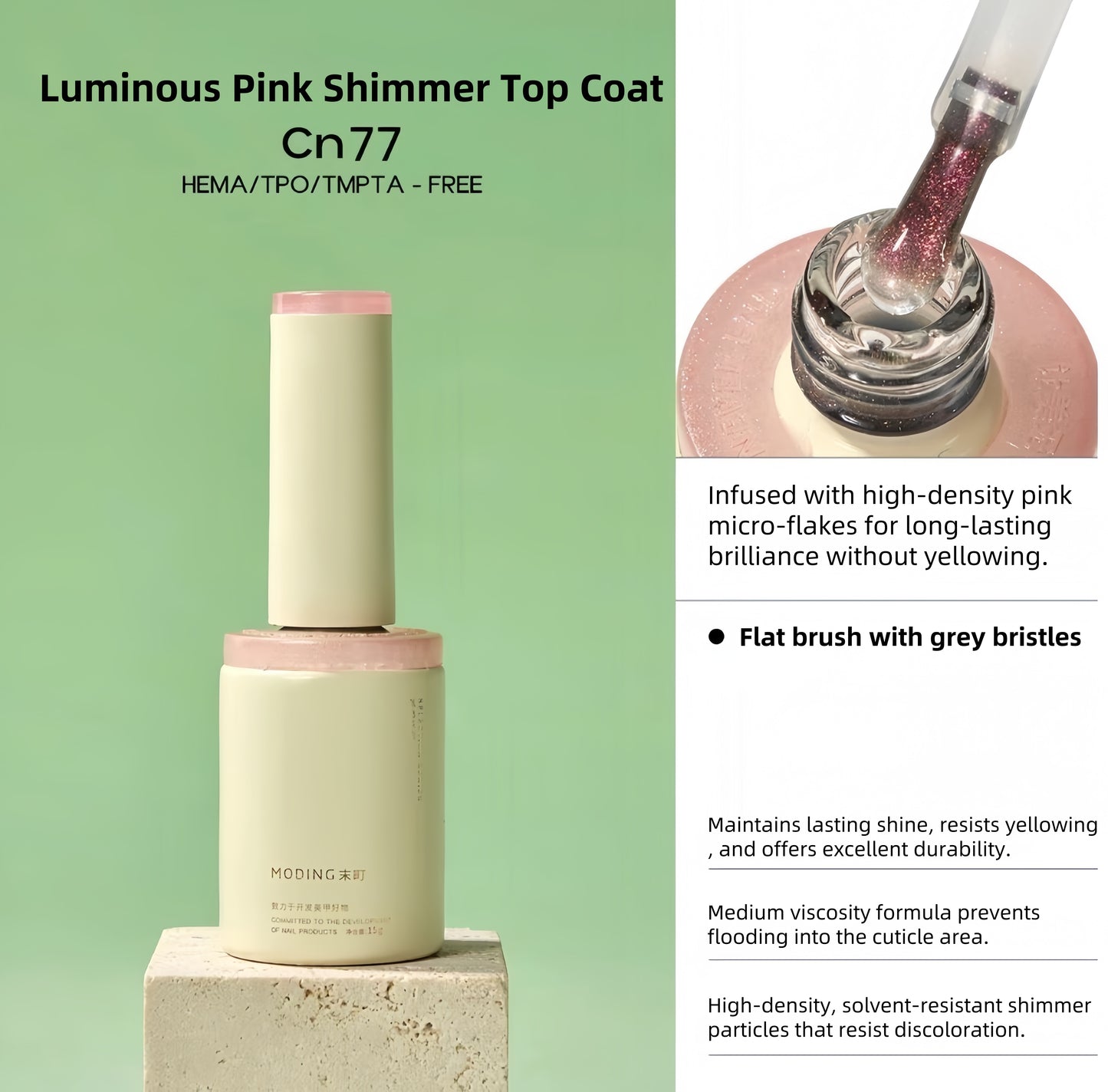 [HEMA FREE] Moding Bottled Function Cn77 Luminous Pink Shimmer Top Coat