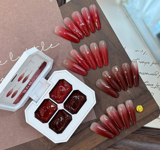 QIingyou High Pigment Ombre Pating Gel Palette – Vintage Red Series (4 Colors)