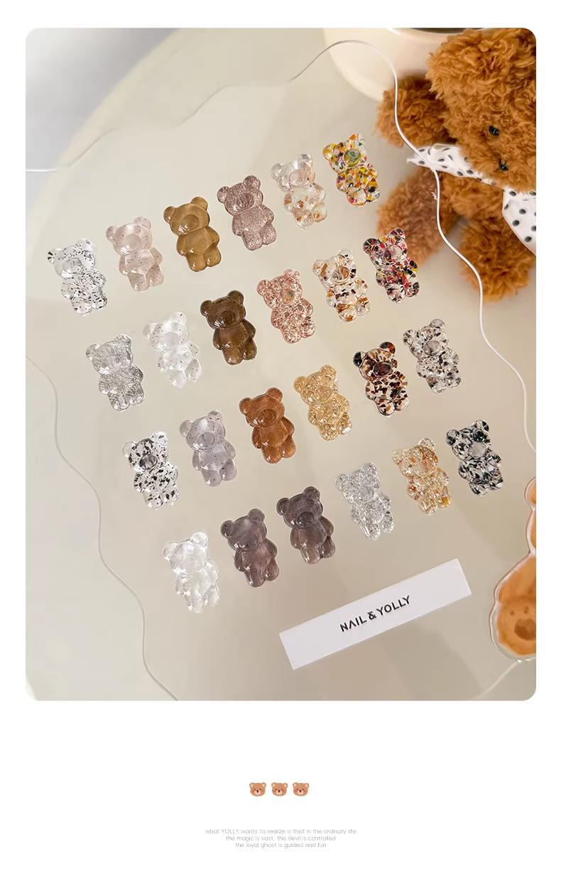 YOLLY Teddy Dot Glitter Gel Art Palette – 24 Colors (Textured Sand & Gold Flakes)