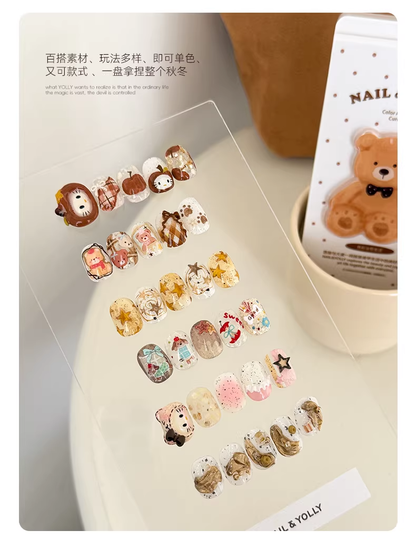 YOLLY Teddy Dot Glitter Gel Art Palette – 24 Colors (Textured Sand & Gold Flakes)