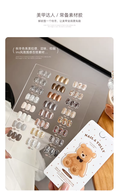 YOLLY Teddy Dot Glitter Gel Art Palette – 24 Colors (Textured Sand & Gold Flakes)
