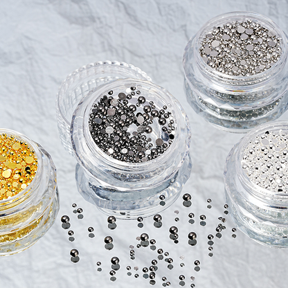 Mixed Size Flat Back Nail Art Metal Beads