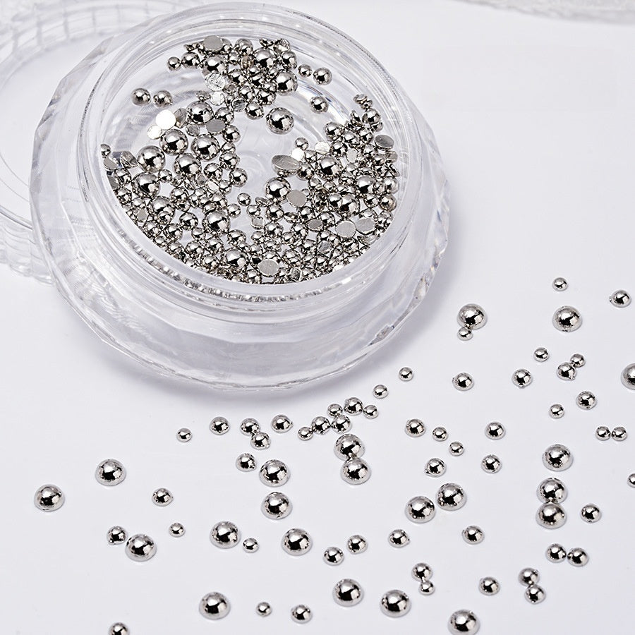 Mixed Size Flat Back Nail Art Metal Beads