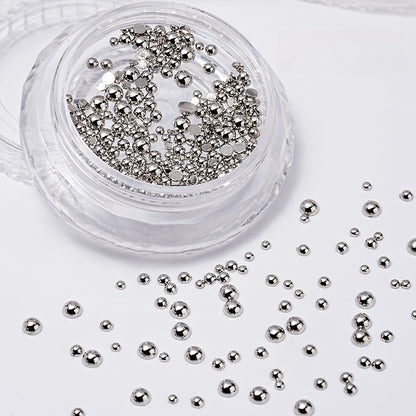 Mixed Size Flat Back Nail Art Metal Beads