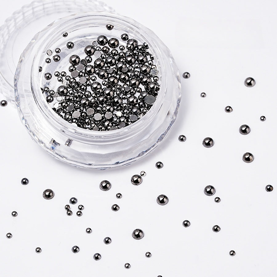 Mixed Size Flat Back Nail Art Metal Beads