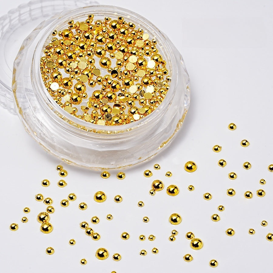 Mixed Size Flat Back Nail Art Metal Beads