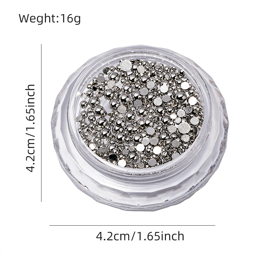 Mixed Size Flat Back Nail Art Metal Beads