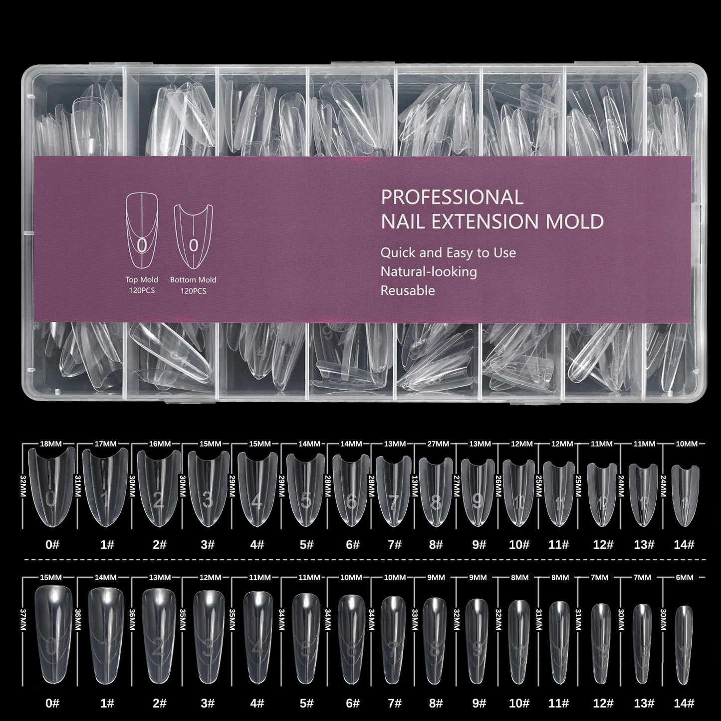 Reusable Sandwich Dual Nail Extension Mold 240pcs