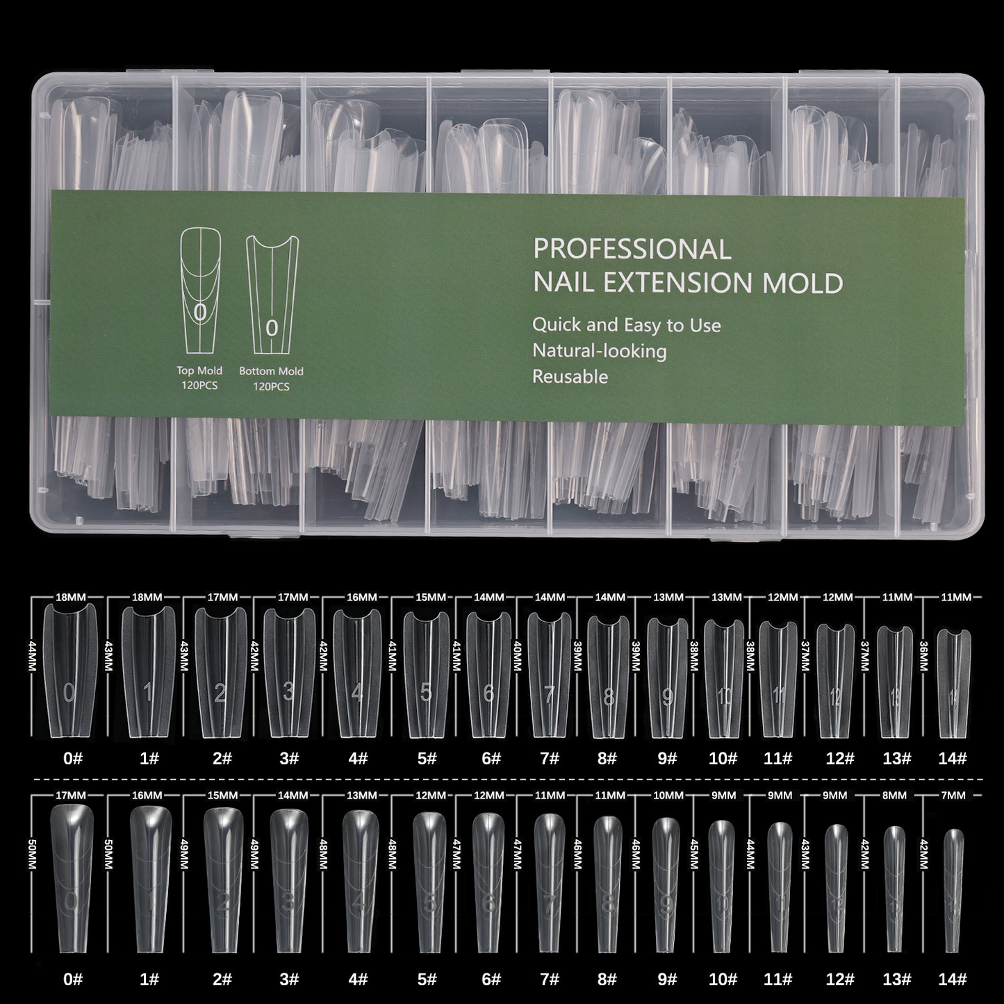 Reusable Sandwich Dual Nail Extension Mold 240pcs