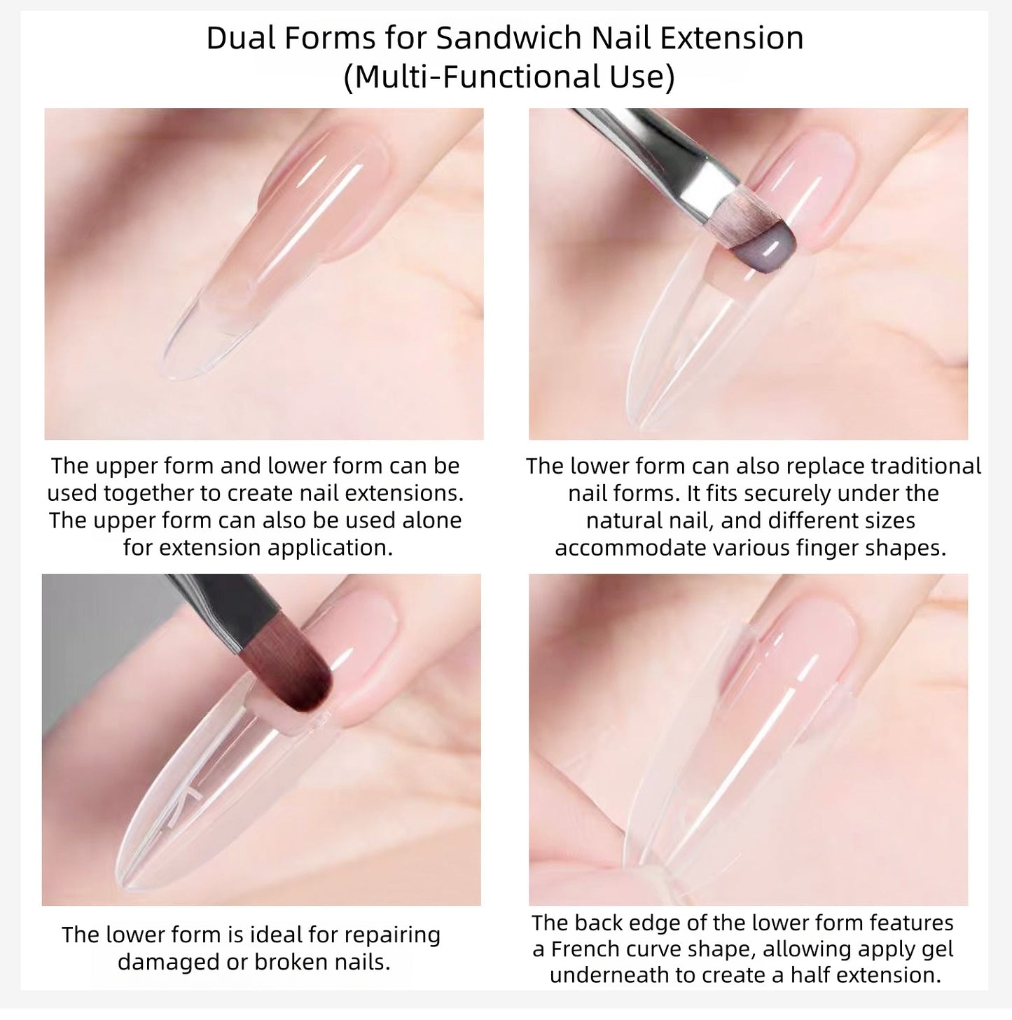 Reusable Sandwich Dual Nail Extension Mold 240pcs