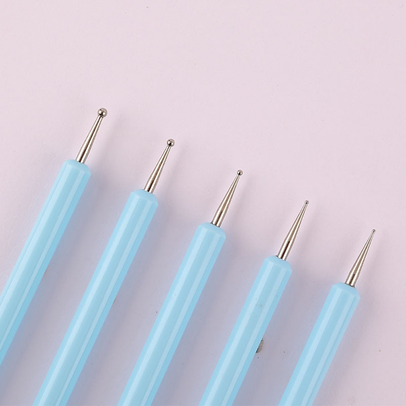 Dual-Ended Nail Art Tool Set – Dotting Pen, Silicone Sculpting & Rhinestone Picker (5pcs/pack)