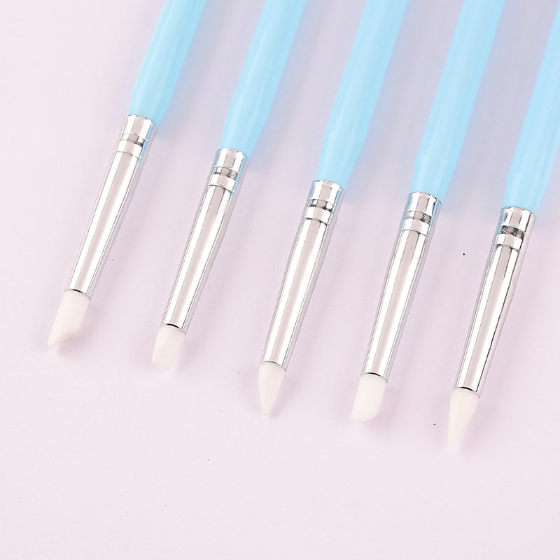 Dual-Ended Nail Art Tool Set – Dotting Pen, Silicone Sculpting & Rhinestone Picker (5pcs/pack)