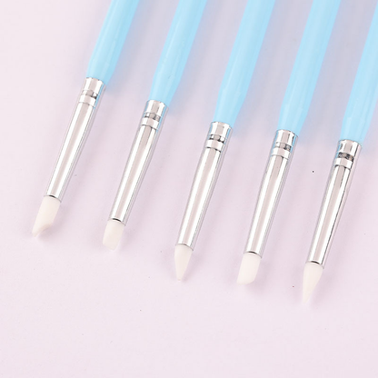 Dual-Ended Nail Art Tool Set – Dotting Pen, Silicone Sculpting & Rhinestone Picker (5pcs/pack)