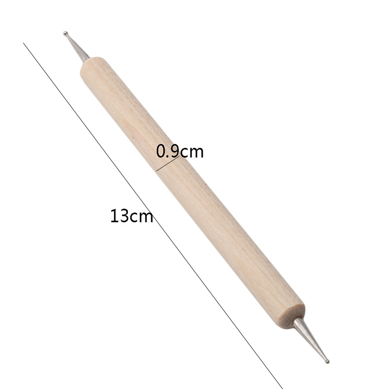 Bút Chấm Móng Tay Đầu Đôi Tay Gỗ (5 cái/gói)