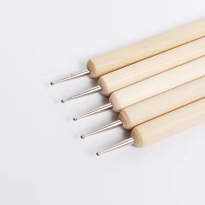 Bút Chấm Móng Tay Đầu Đôi Tay Gỗ (5 cái/gói)