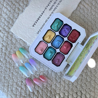 Qingyou High Pigment Ombre Pating Gel Palette – Spring Letter Series (9 Colors)