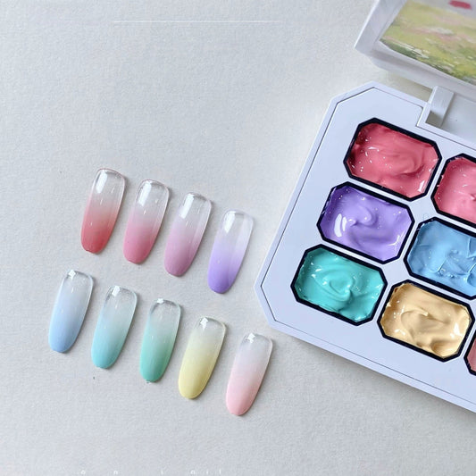 Qingyou High Pigment Ombre Pating Gel Palette – Spring Letter Series (9 Colors)