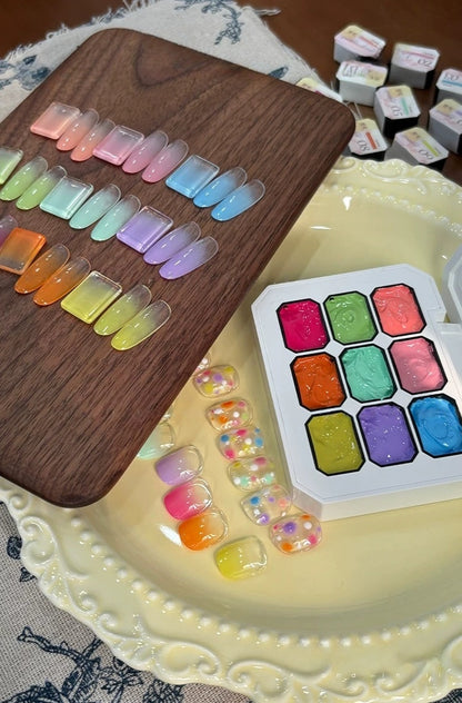 Qingyou High Pigment Ombre Pating Gel Palette – Soft Neon Series (9 Colors)
