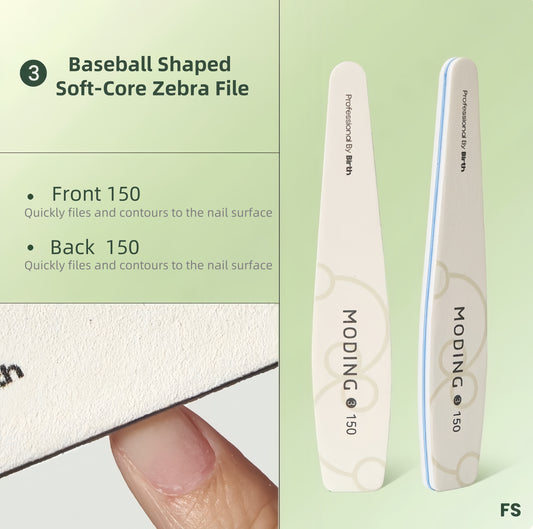 Moding New #3 Baseball Shaped Soft-Core Zebra File 150/150