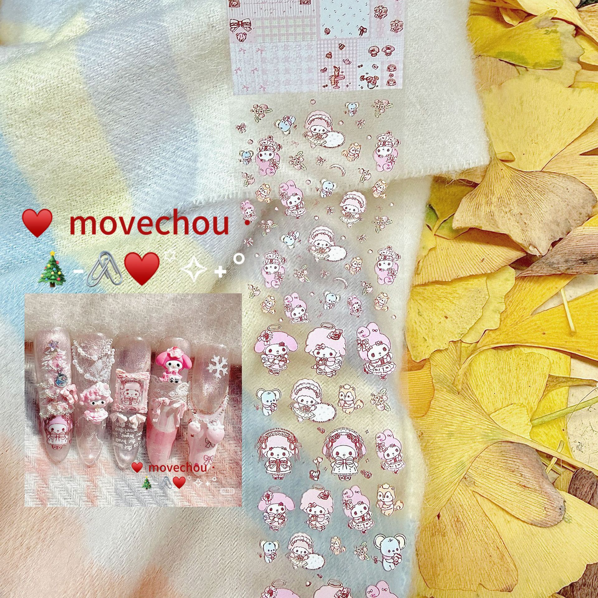 Cozy Winter Bear & Bunny Nail Transfer Foil Set – 10 Rolls