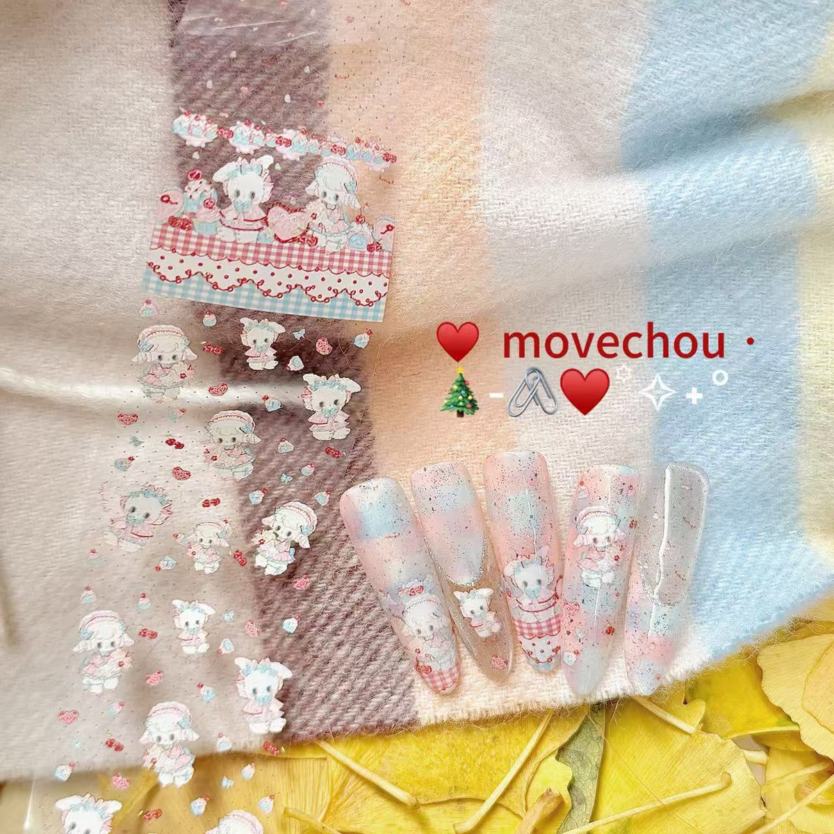 Cozy Winter Bear & Bunny Nail Transfer Foil Set – 10 Rolls