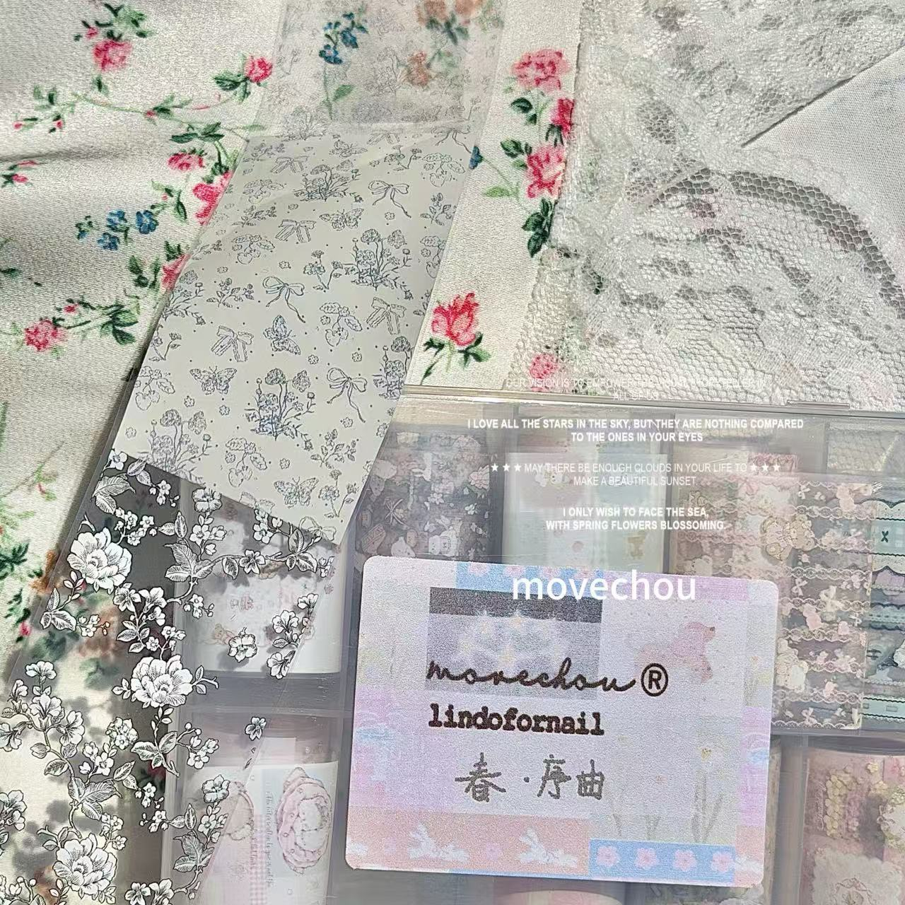 Spring Overture Cream Floral Nail Transfer Foil Set – 10 Rolls