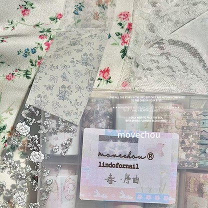 Spring Overture Cream Floral Nail Transfer Foil Set – 10 Rolls