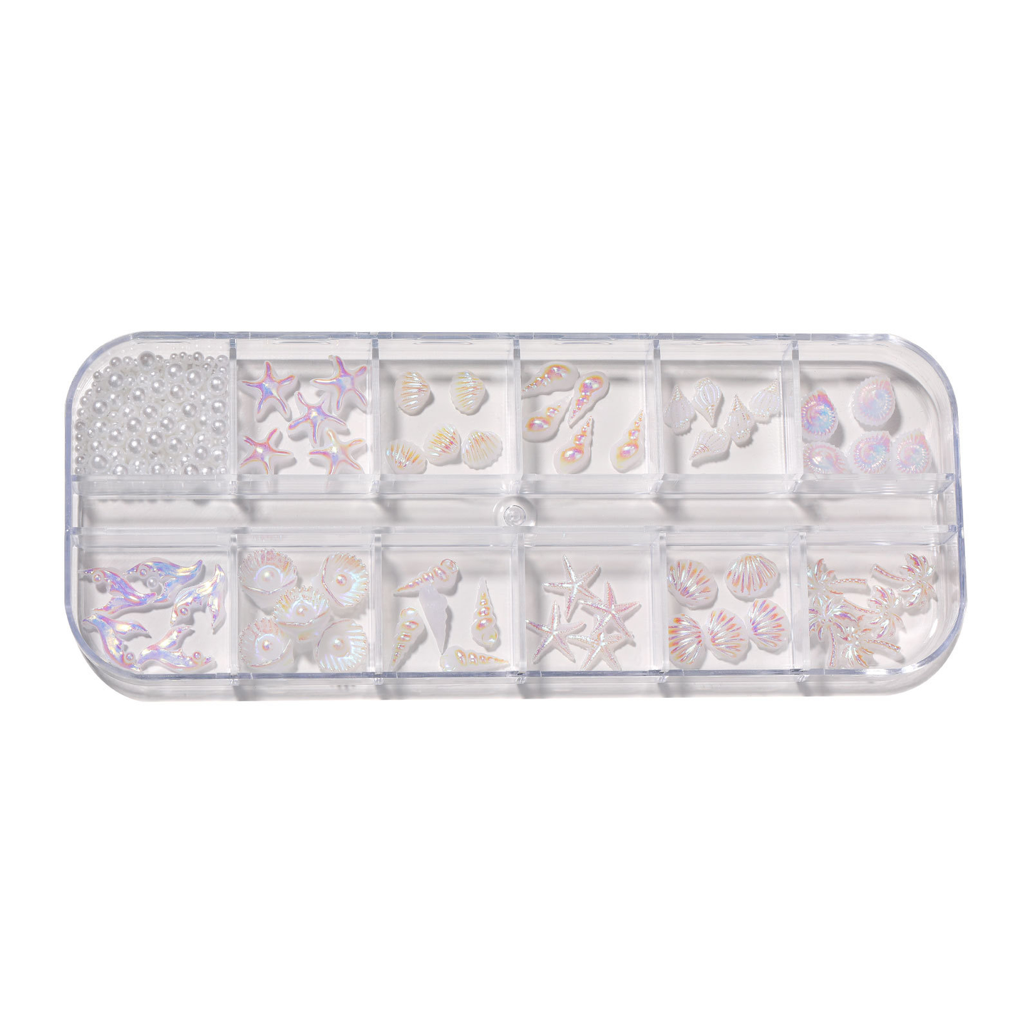 12 Grids Seashell Nail Art Charm Set – #03 Aurora Pink