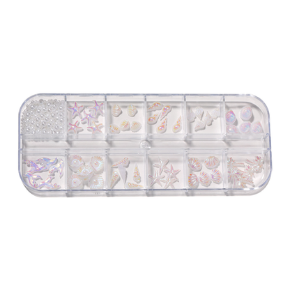12 Grids Seashell Nail Art Charm Set – #03 Aurora Pink
