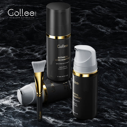 Shampooing mousse pour extensions de cils Gollee avec kit de brosse