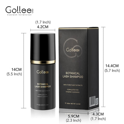 Shampooing mousse pour extensions de cils Gollee avec kit de brosse